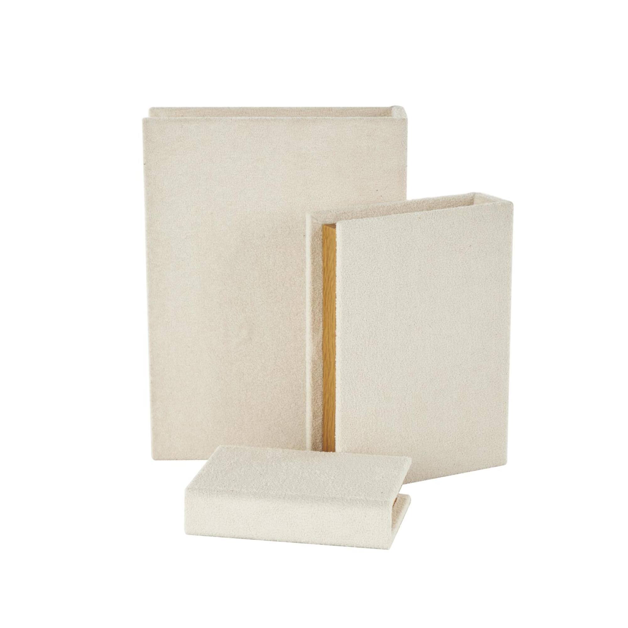Velvet Textured Decorative Book Box with Gold Page Detailing